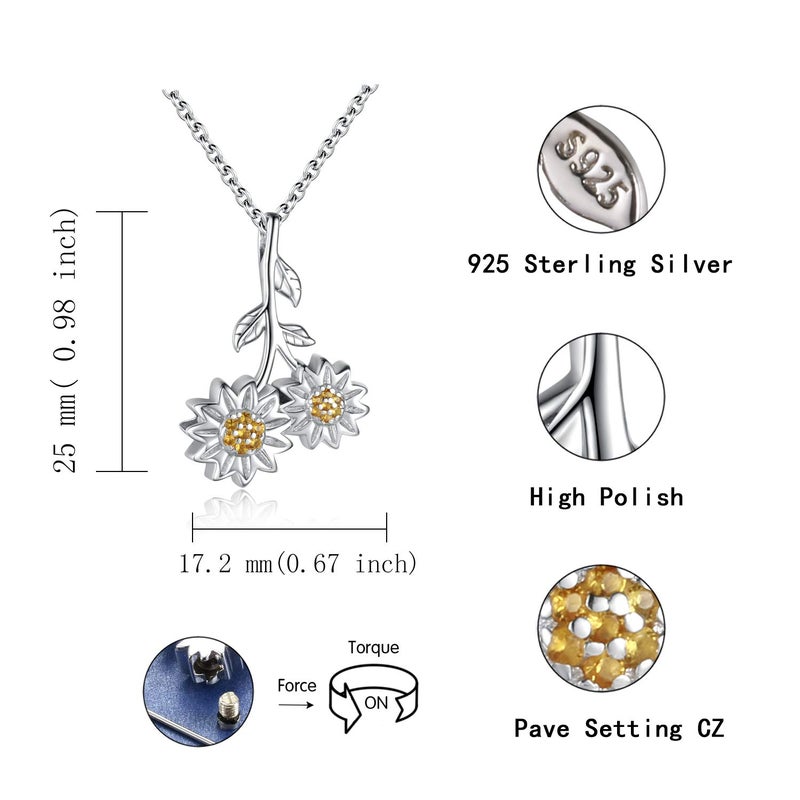 Sariel Sunflower Dual Urn Pendant Necklace 925 Sterling Silver Hold Two keepsakes Cremation Jewelry for Ashes Necklace You are my sunshine Memorial Always in My Heart Memory Necklace Gift - Image 5